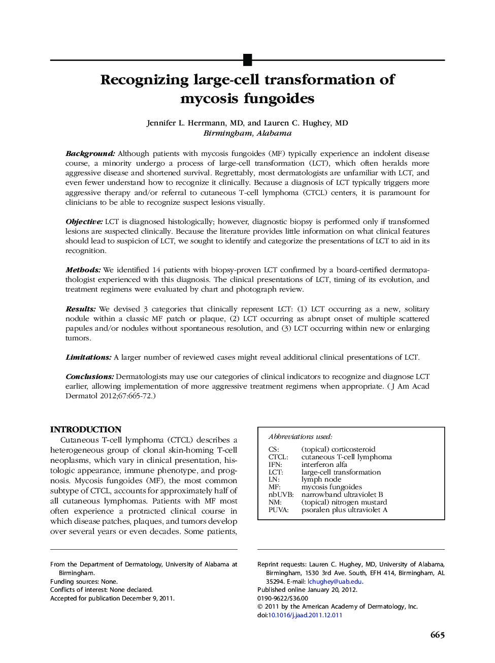 Recognizing large-cell transformation of mycosis fungoides 