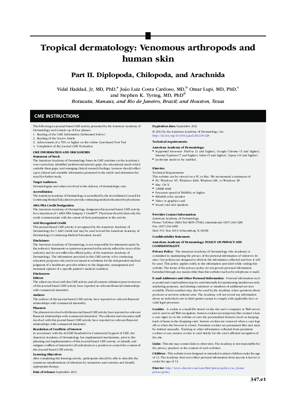 Tropical dermatology: Venomous arthropods and human skin