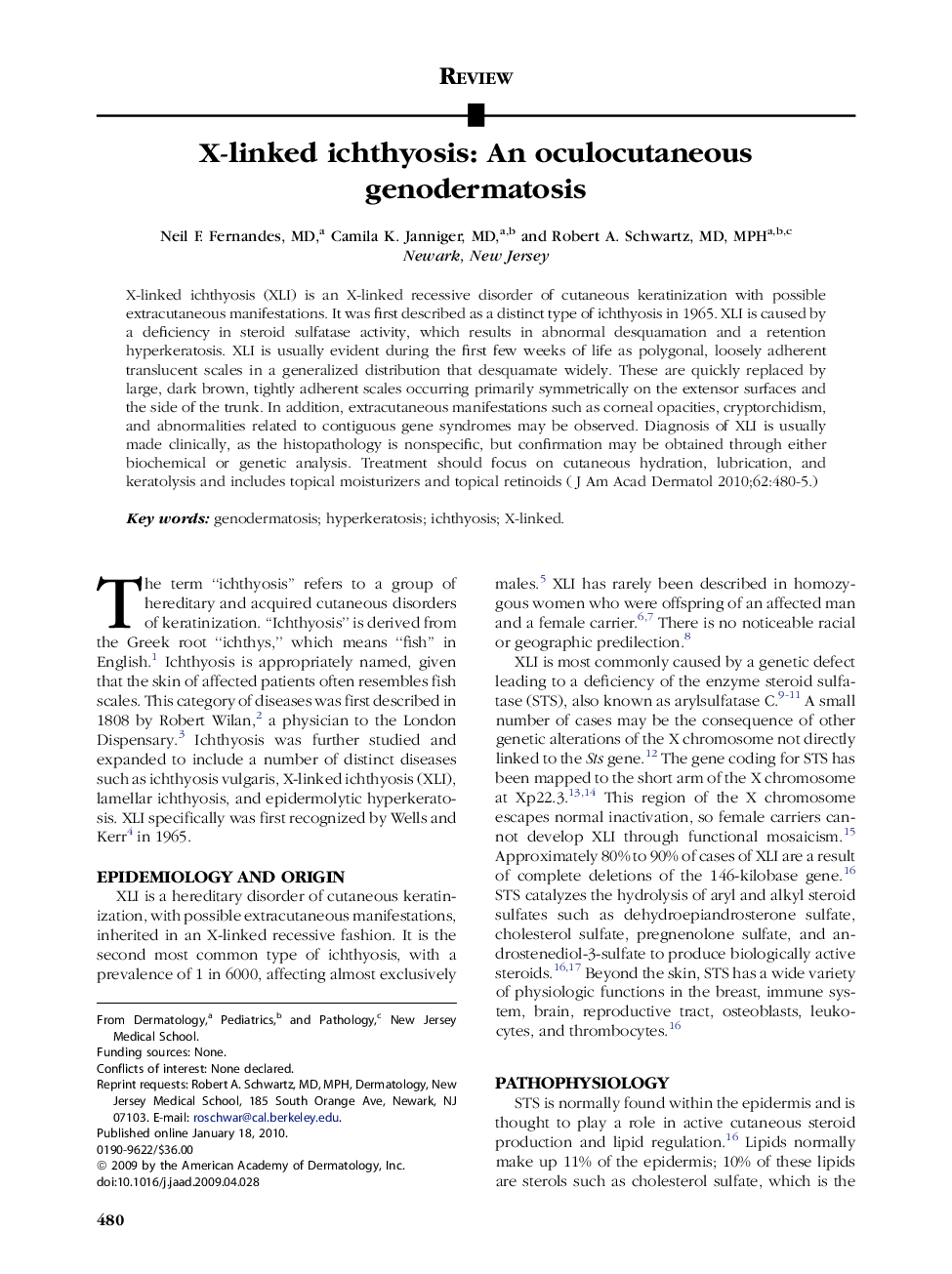 X-linked ichthyosis: An oculocutaneous genodermatosis 