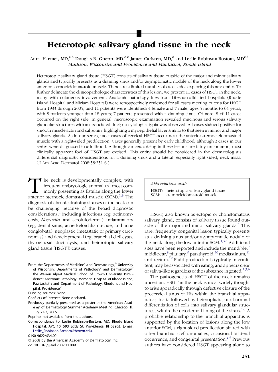 Heterotopic salivary gland tissue in the neck 