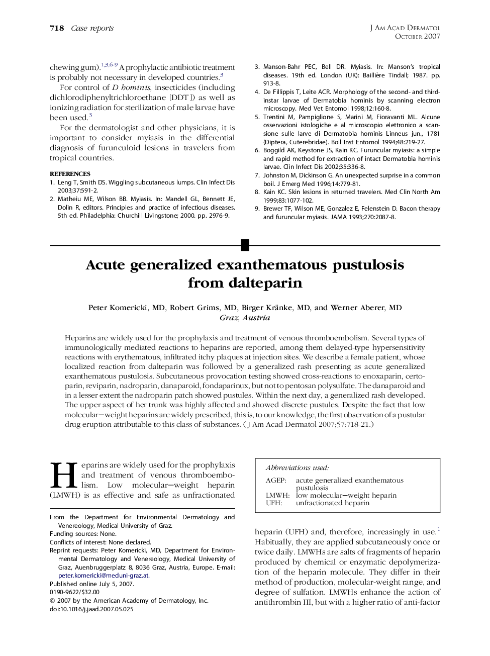 Acute generalized exanthematous pustulosis from dalteparin 