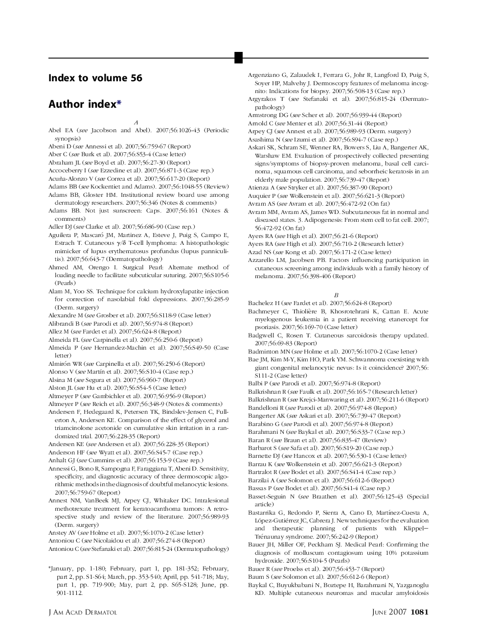 Author indexâ