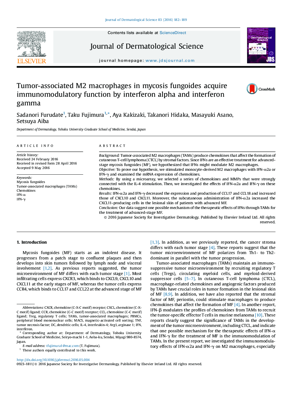 Tumor-associated M2 macrophages in mycosis fungoides acquire immunomodulatory function by interferon alpha and interferon gamma