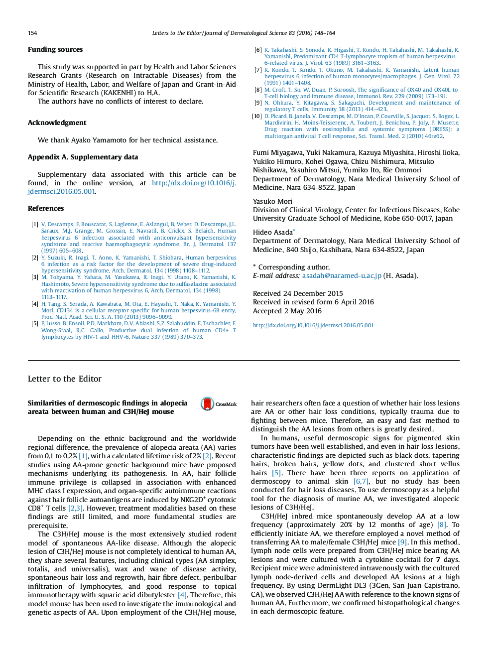 عکس صفحه اول مقاله: Similarities of dermoscopic findings in alopecia areata between human and C3H/HeJ mouse Similarities of dermoscopic findings in alopecia areata between human and C3H/HeJ mouse