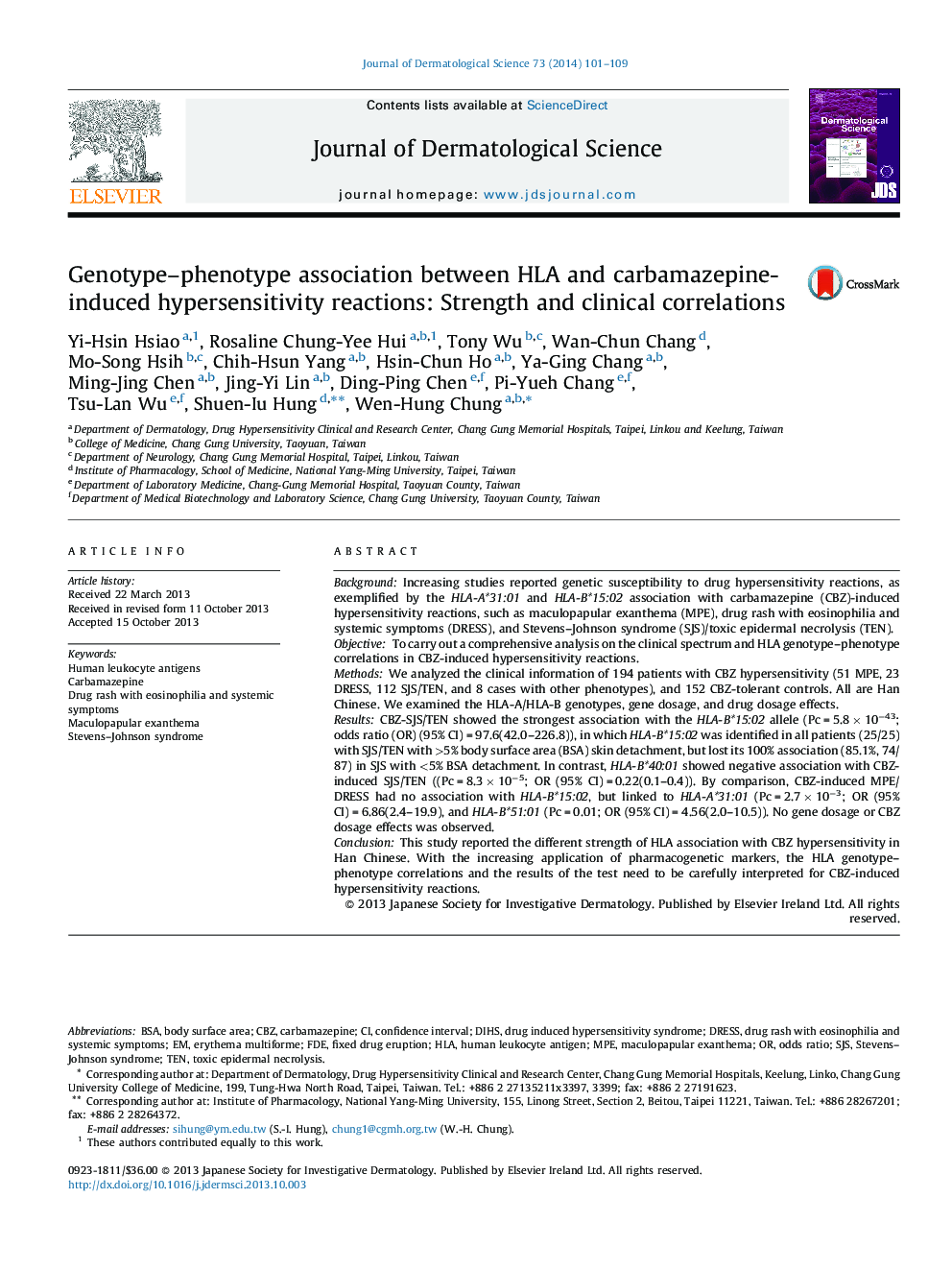 Genotype–phenotype association between HLA and carbamazepine-induced hypersensitivity reactions: Strength and clinical correlations