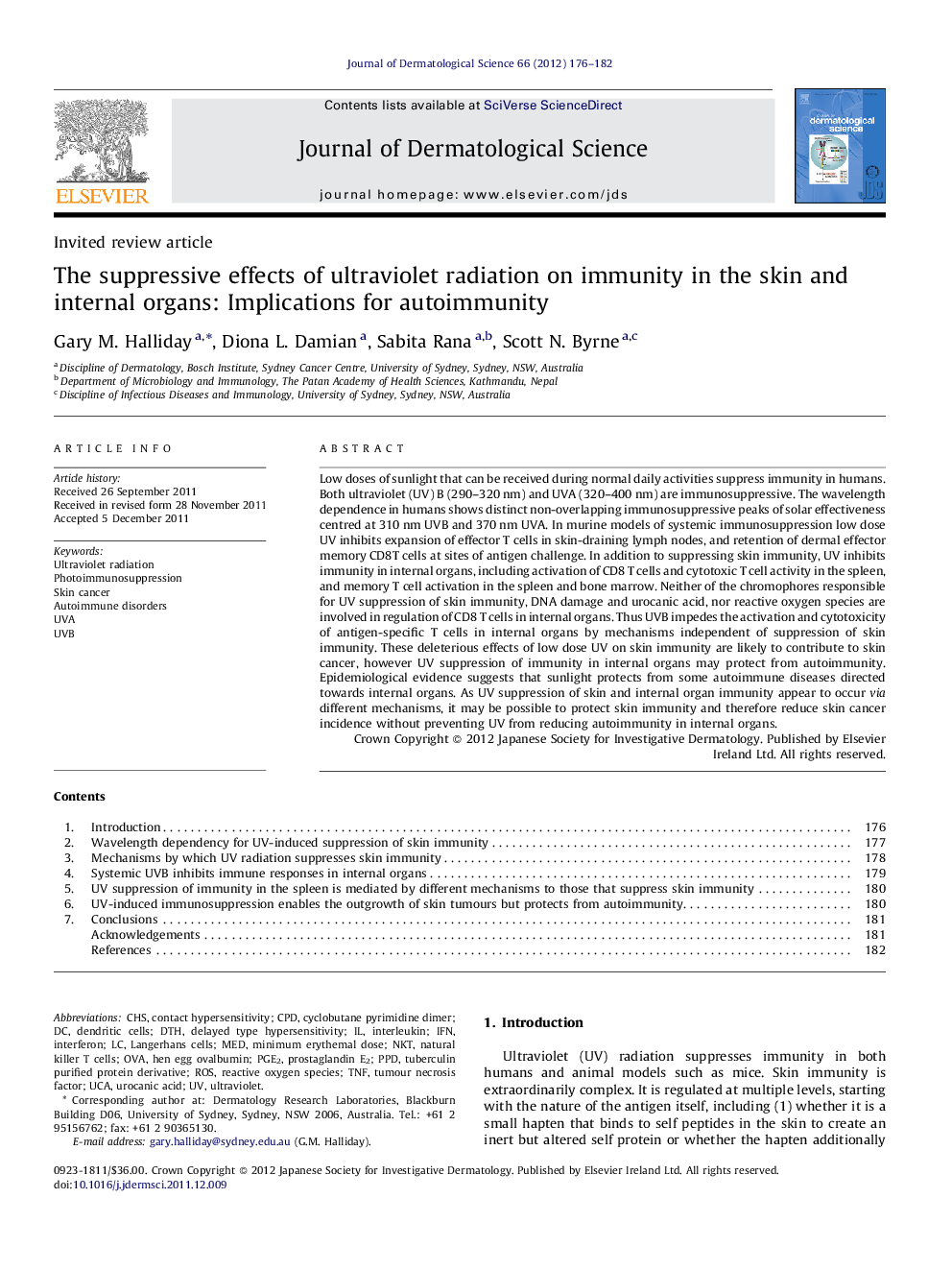 The suppressive effects of ultraviolet radiation on immunity in the skin and internal organs: Implications for autoimmunity