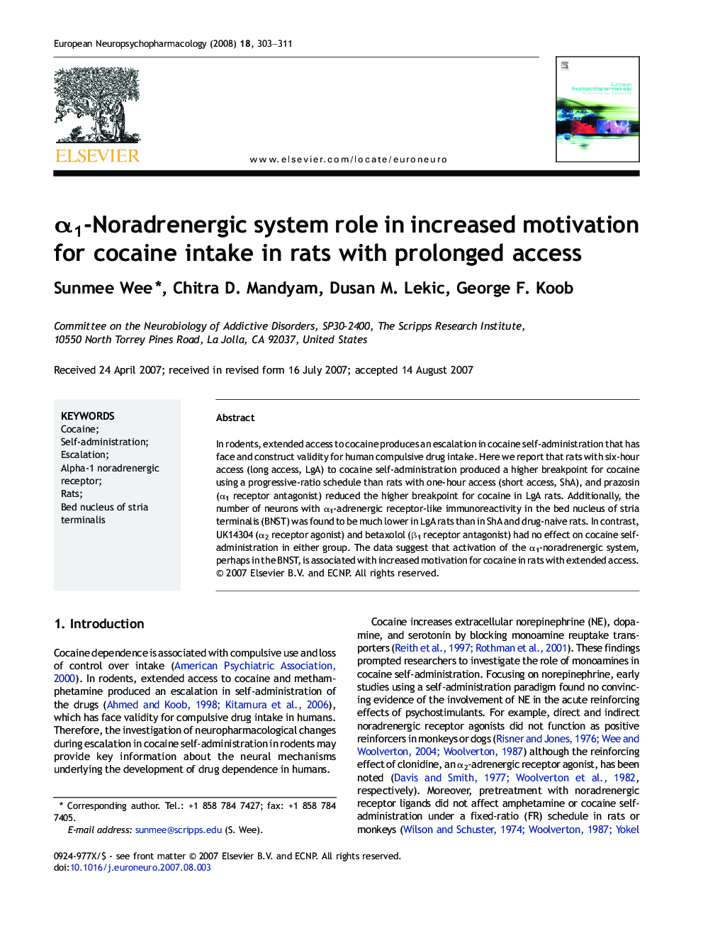 α1-Noradrenergic system role in increased motivation for cocaine intake in rats with prolonged access