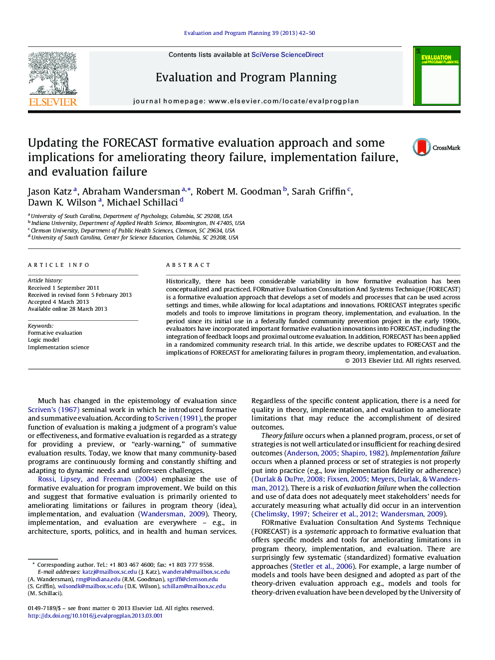 Updating the FORECAST formative evaluation approach and some implications for ameliorating theory failure, implementation failure, and evaluation failure