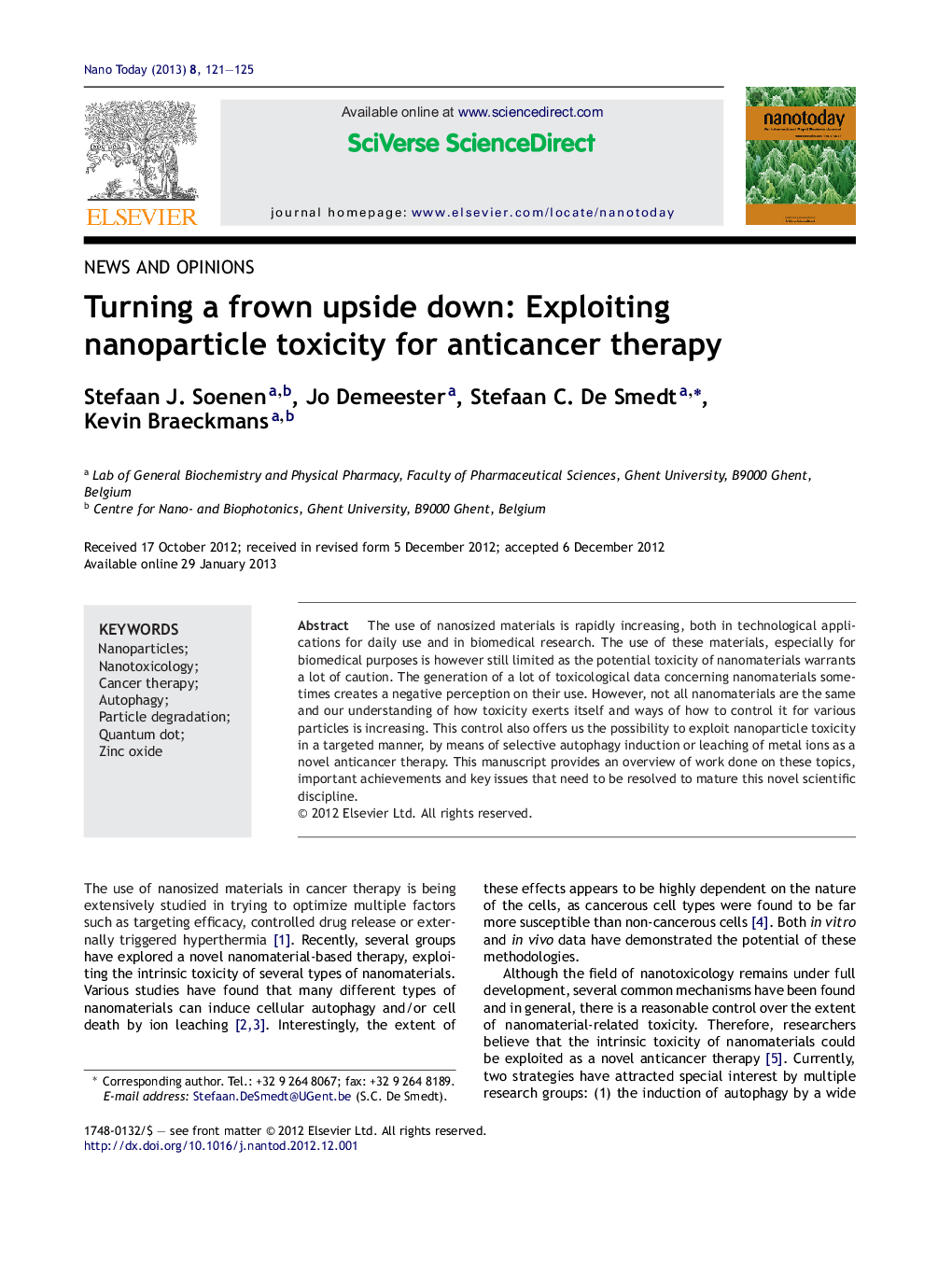 Turning a frown upside down: Exploiting nanoparticle toxicity for anticancer therapy