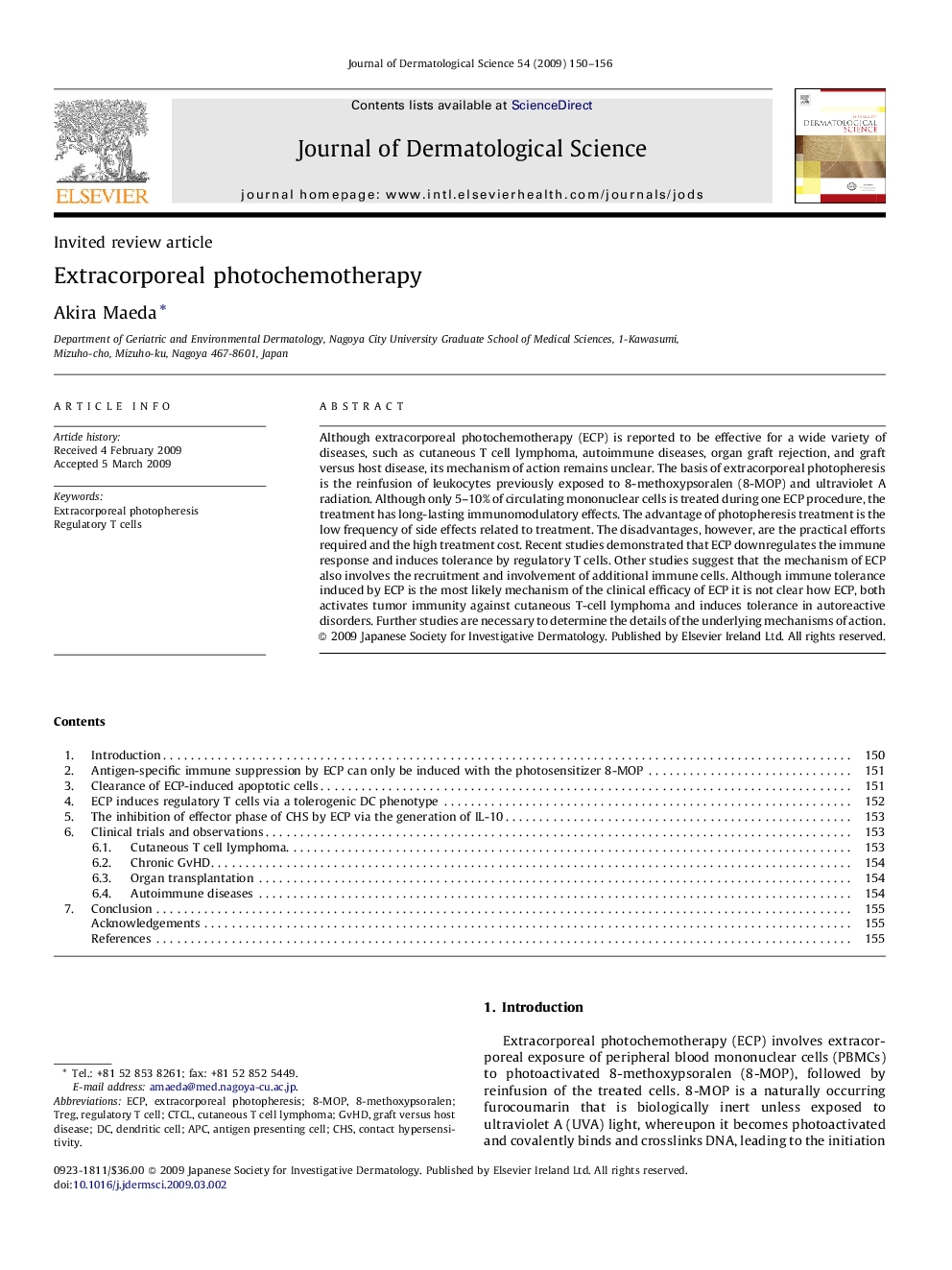 Extracorporeal photochemotherapy