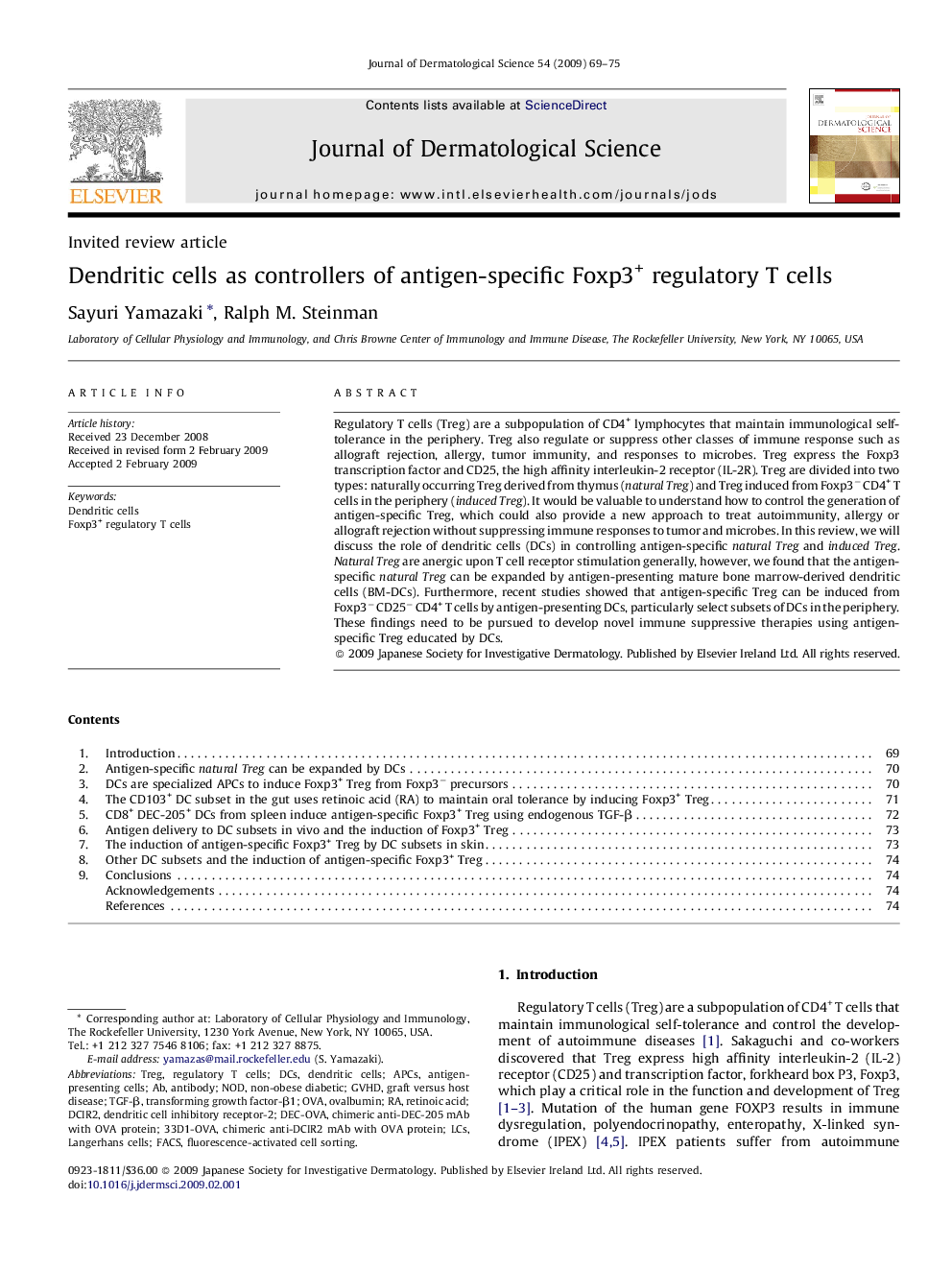 Dendritic cells as controllers of antigen-specific Foxp3+ regulatory T cells