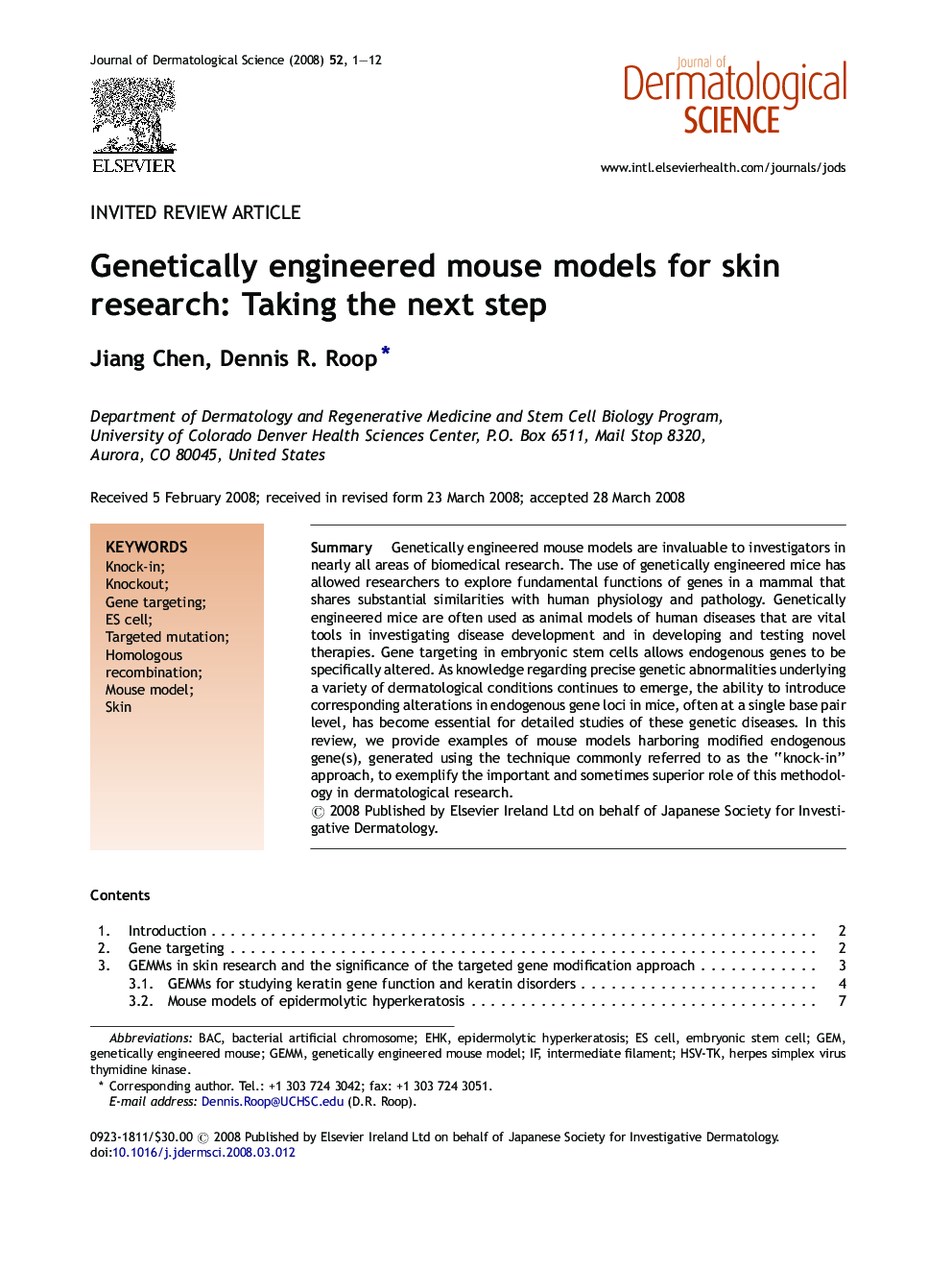 Genetically engineered mouse models for skin research: Taking the next step