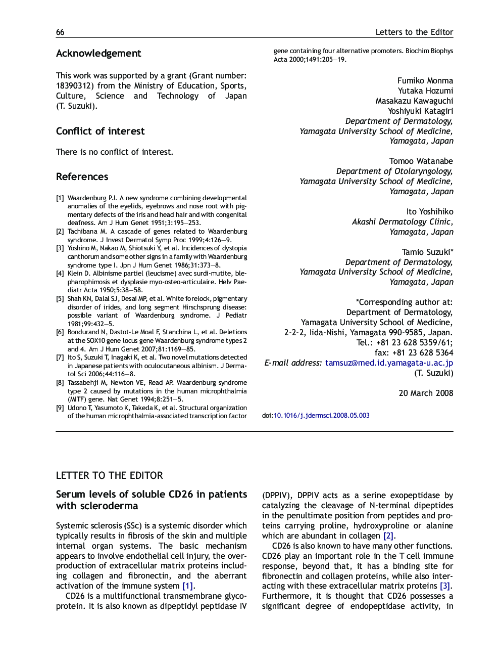 Serum levels of soluble CD26 in patients with scleroderma