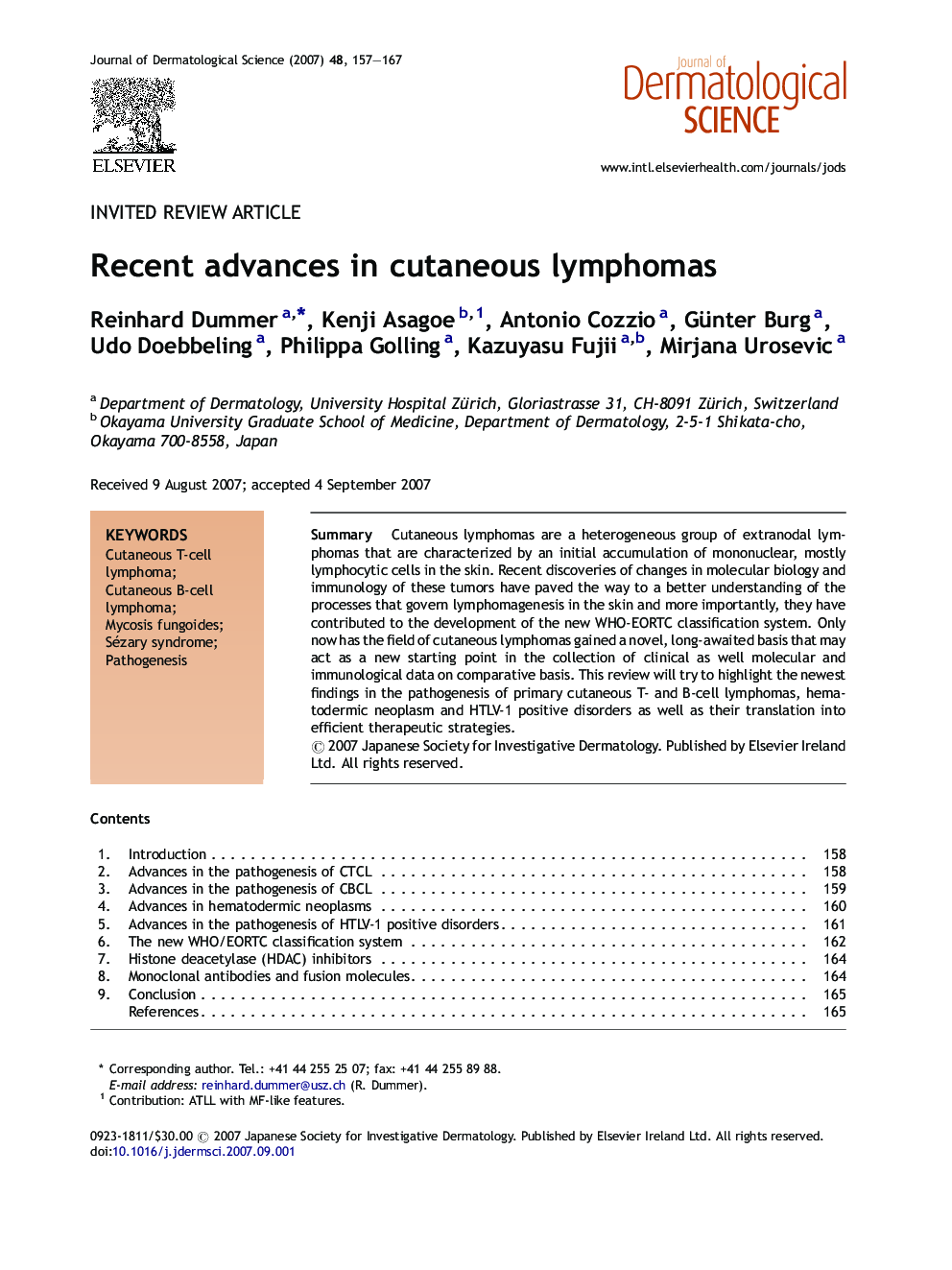 Recent advances in cutaneous lymphomas