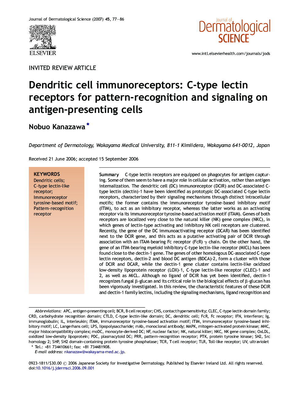 Dendritic cell immunoreceptors: C-type lectin receptors for pattern-recognition and signaling on antigen-presenting cells