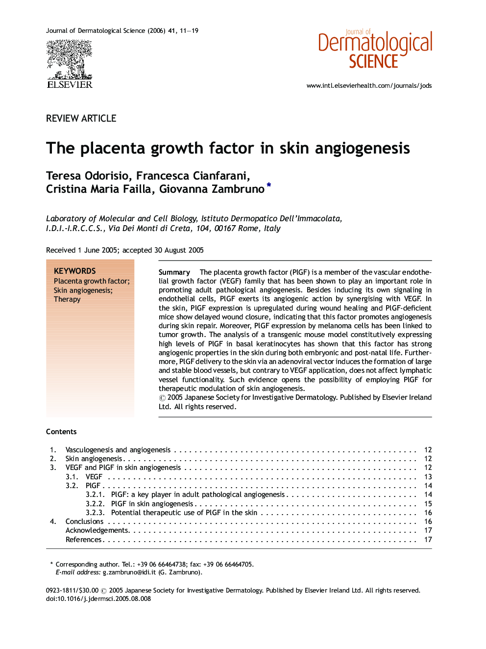 The placenta growth factor in skin angiogenesis