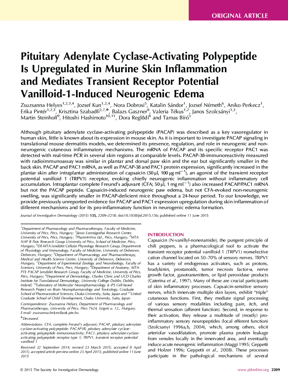 Pituitary Adenylate Cyclase-Activating Polypeptide Is Upregulated in Murine Skin Inflammation and Mediates Transient Receptor Potential Vanilloid-1-Induced Neurogenic Edema 