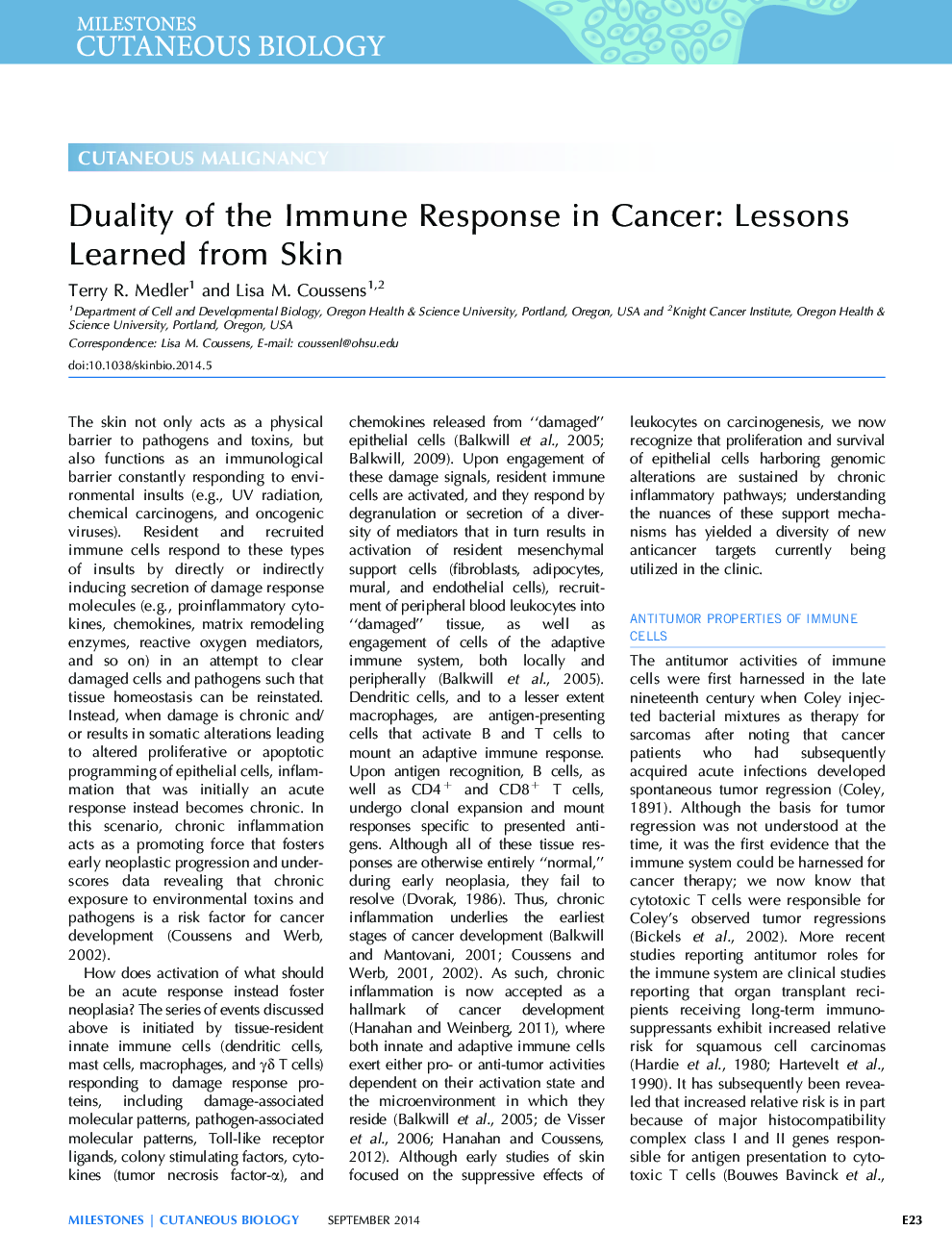 Duality of the Immune Response in Cancer: Lessons Learned from Skin