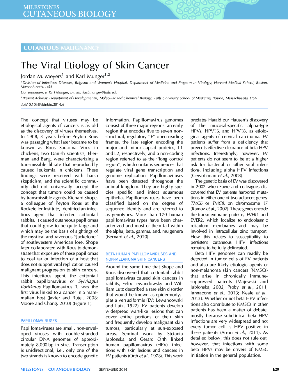 علت ویروسی سرطان پوست 
