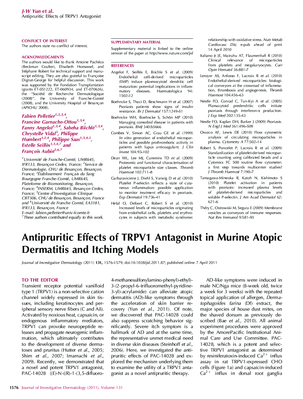 Antipruritic Effects of TRPV1 Antagonist in Murine Atopic Dermatitis and Itching Models