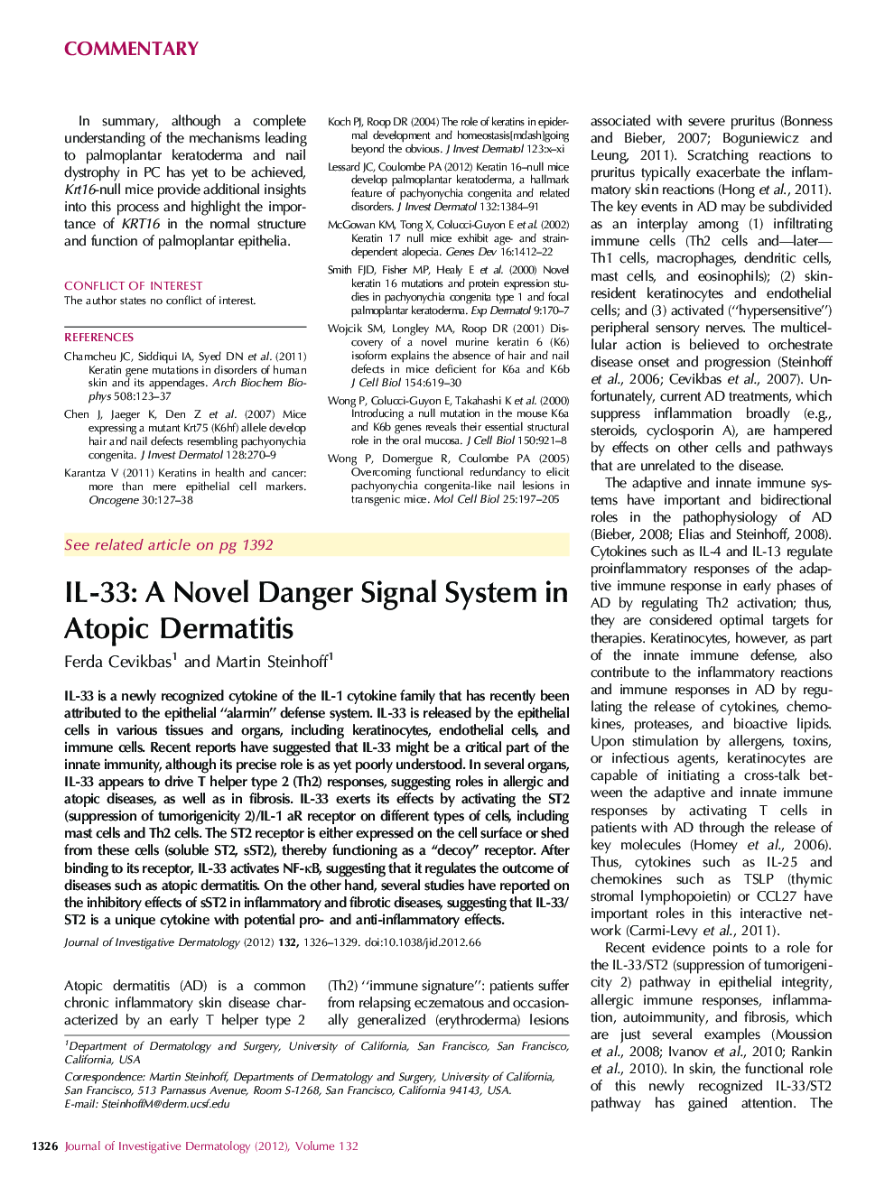 IL-33: A Novel Danger Signal System in Atopic Dermatitis 