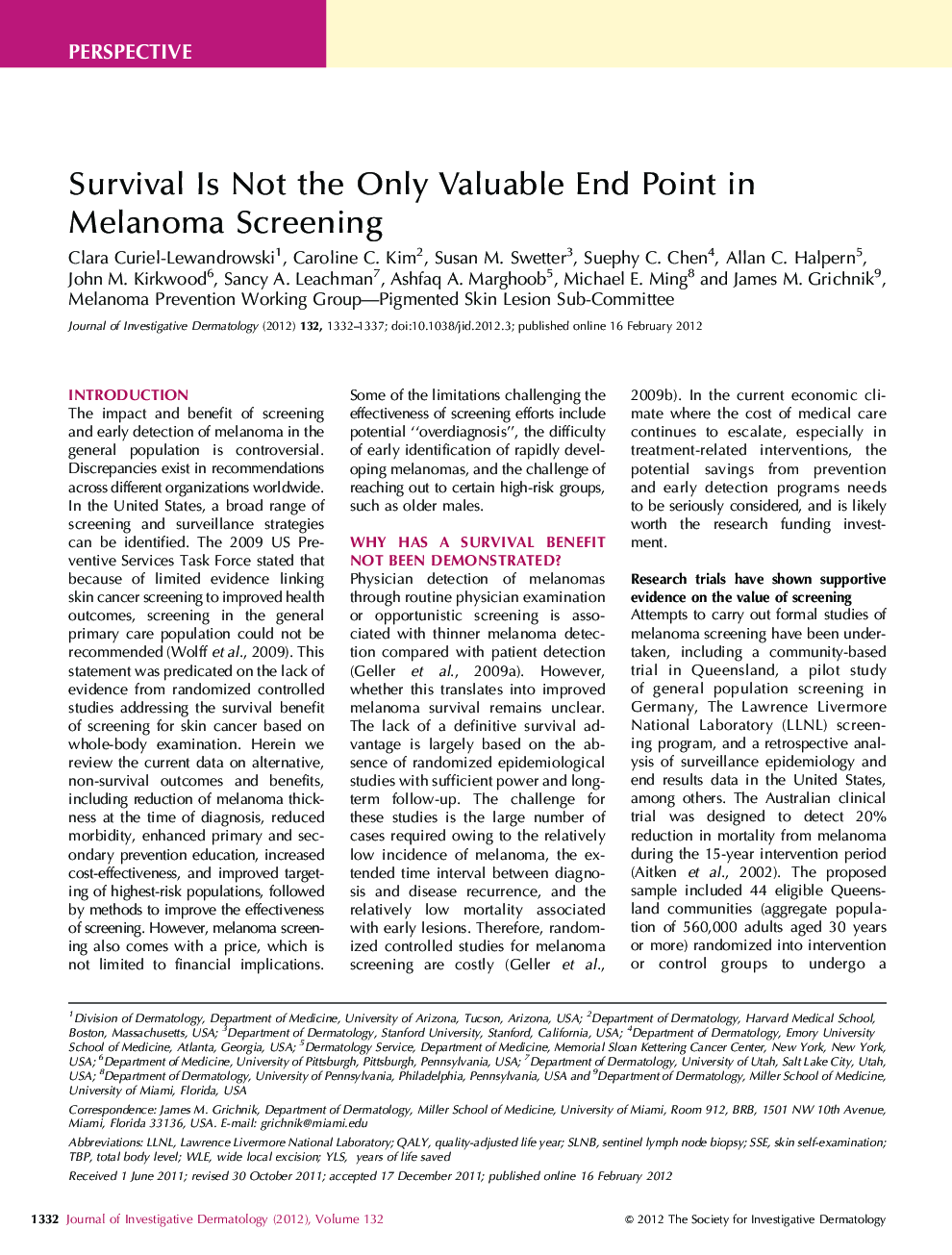 Survival Is Not the Only Valuable End Point in Melanoma Screening