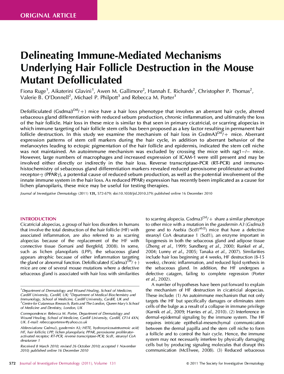 Delineating Immune-Mediated Mechanisms Underlying Hair Follicle Destruction in the Mouse Mutant Defolliculated 