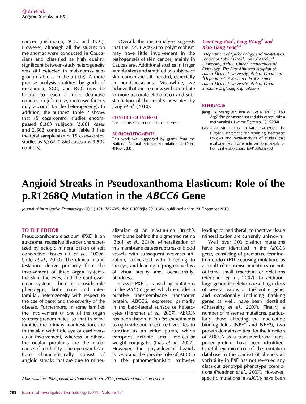 Angioid Streaks in Pseudoxanthoma Elasticum: Role of the p.R1268Q Mutation in the ABCC6 Gene