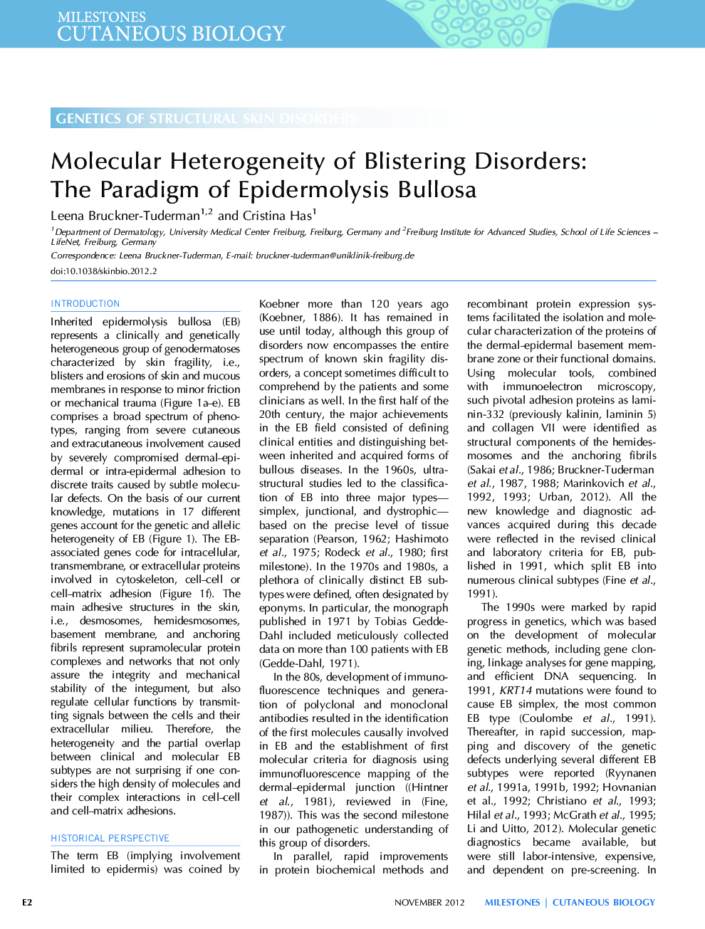 Molecular Heterogeneity of Blistering Disorders: The Paradigm of Epidermolysis Bullosa
