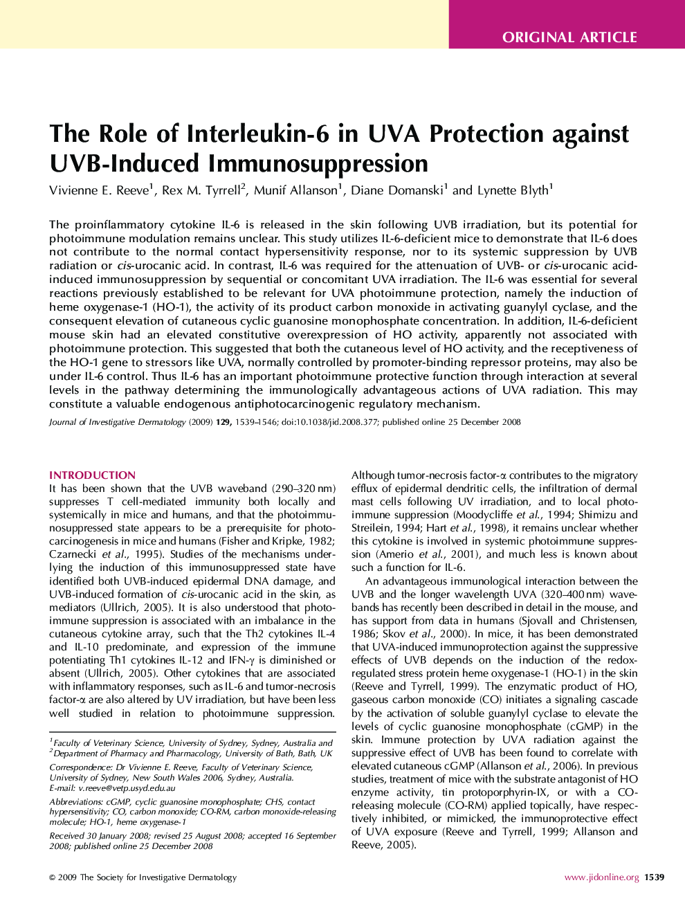 The Role of Interleukin-6 in UVA Protection against UVB-Induced Immunosuppression