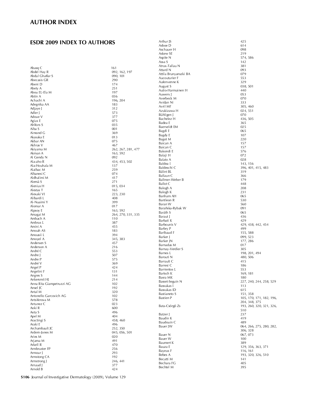 ESDR 2009 Index to Authors