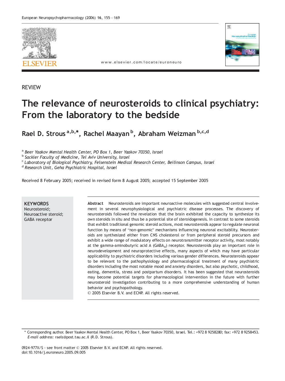 The relevance of neurosteroids to clinical psychiatry: From the laboratory to the bedside