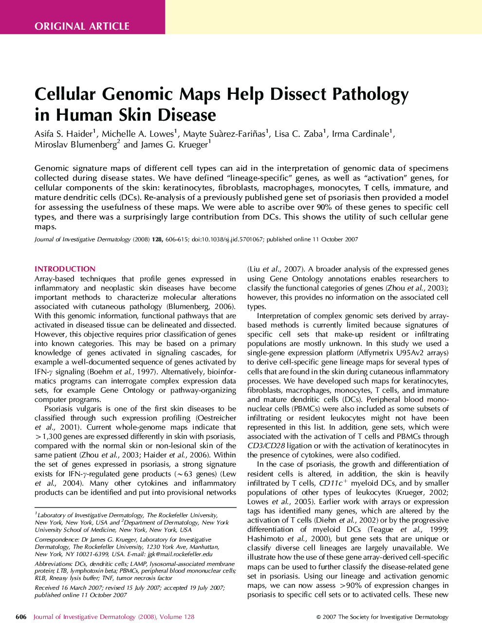 Cellular Genomic Maps Help Dissect Pathology in Human Skin Disease