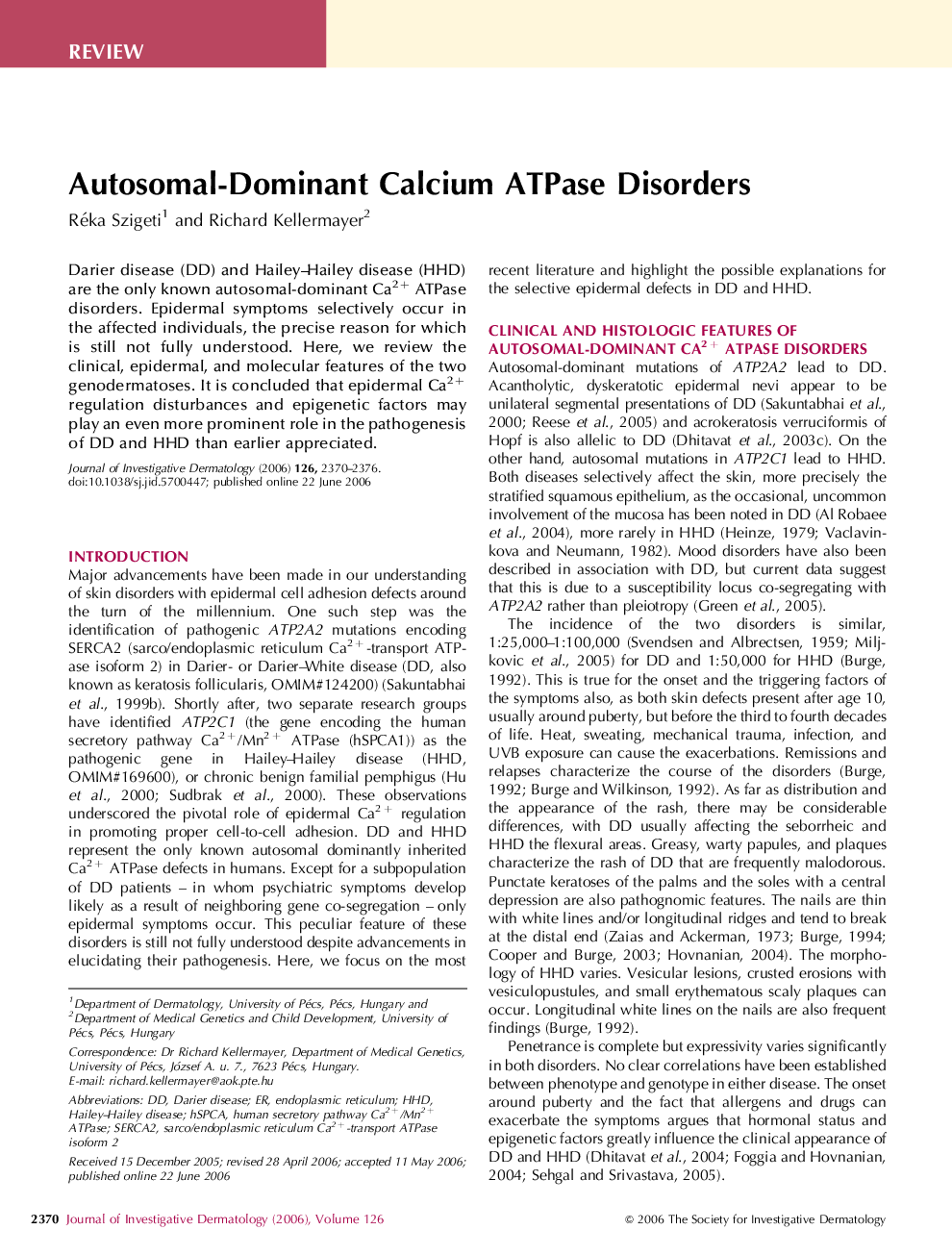Autosomal-Dominant Calcium ATPase Disorders