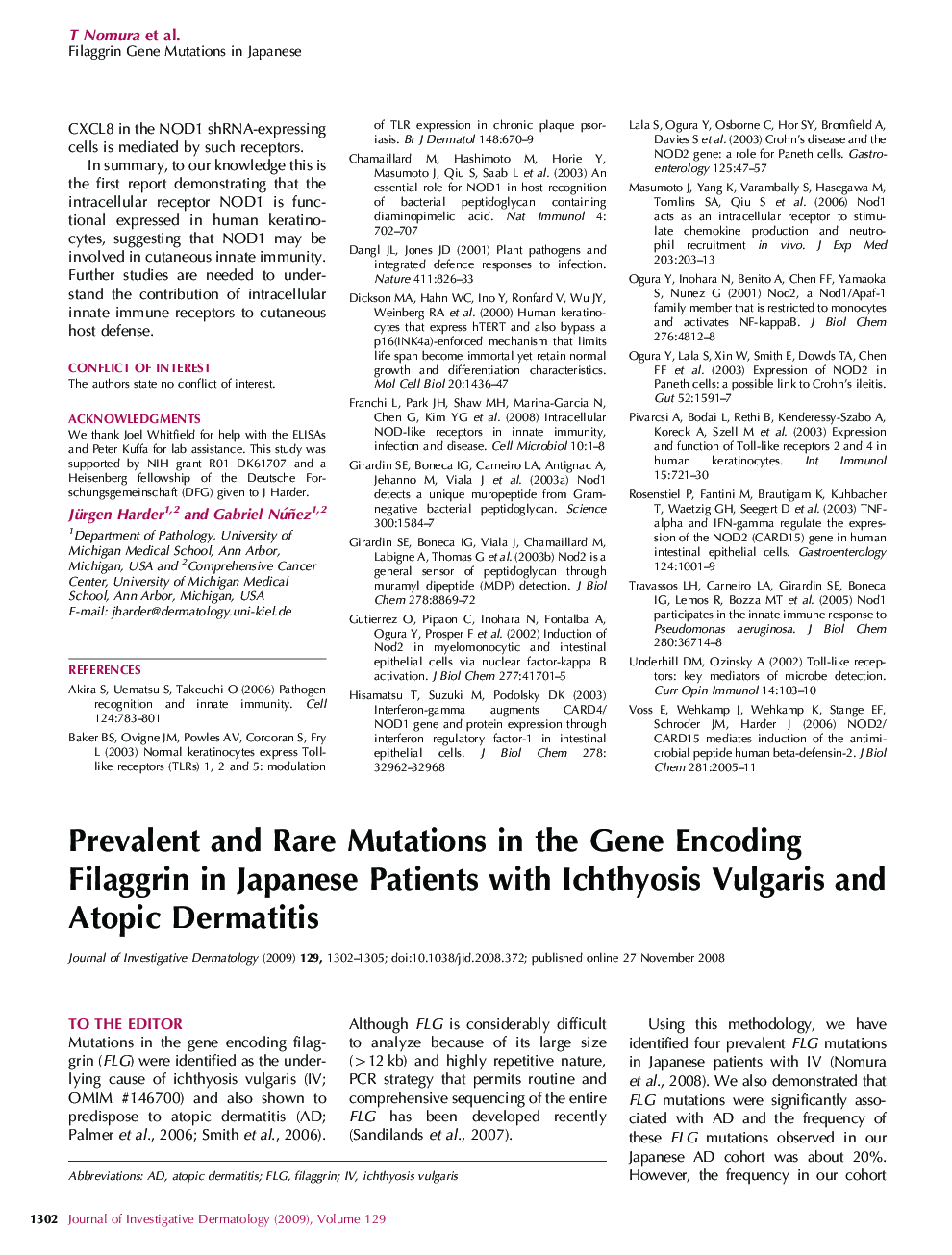 Prevalent and Rare Mutations in the Gene Encoding Filaggrin in Japanese Patients with Ichthyosis Vulgaris and Atopic Dermatitis