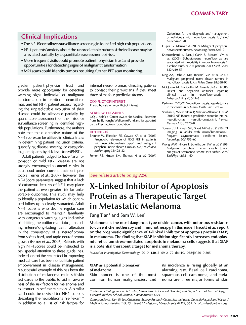 X-Linked Inhibitor of Apoptosis Protein as a Therapeutic Target in Metastatic Melanoma 