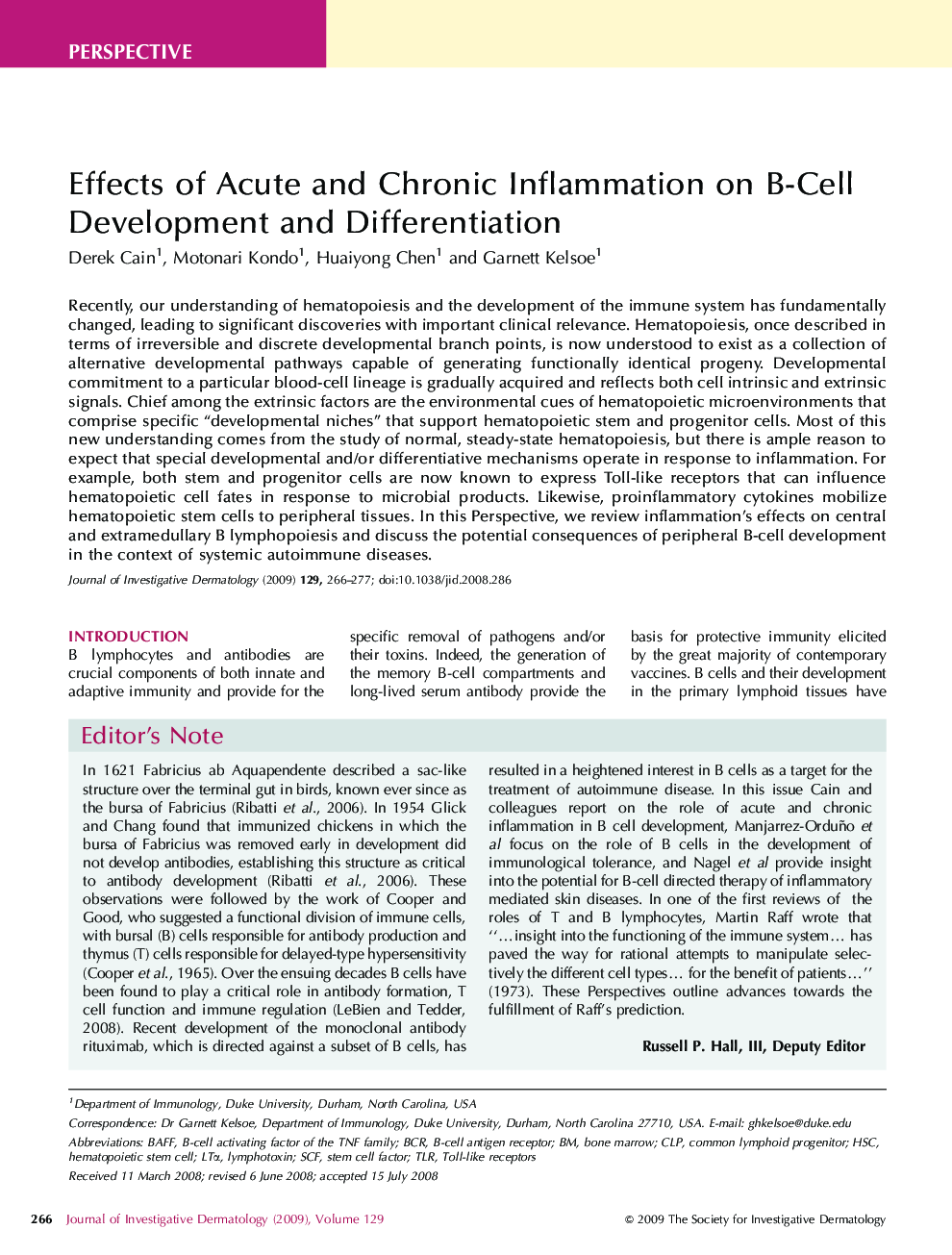 Effects of Acute and Chronic Inflammation on B-Cell Development and Differentiation 