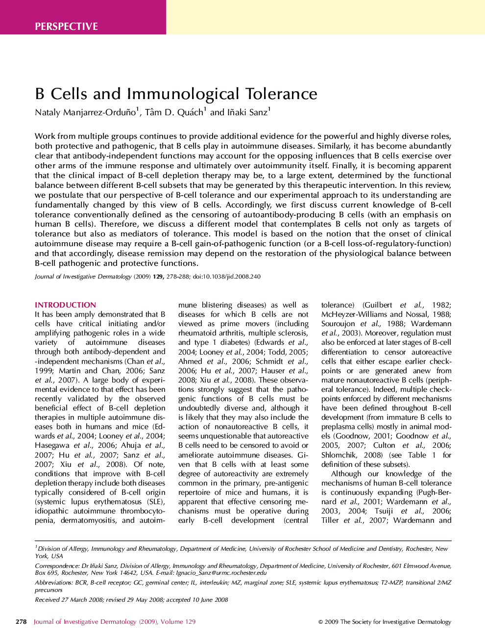 B Cells and Immunological Tolerance 