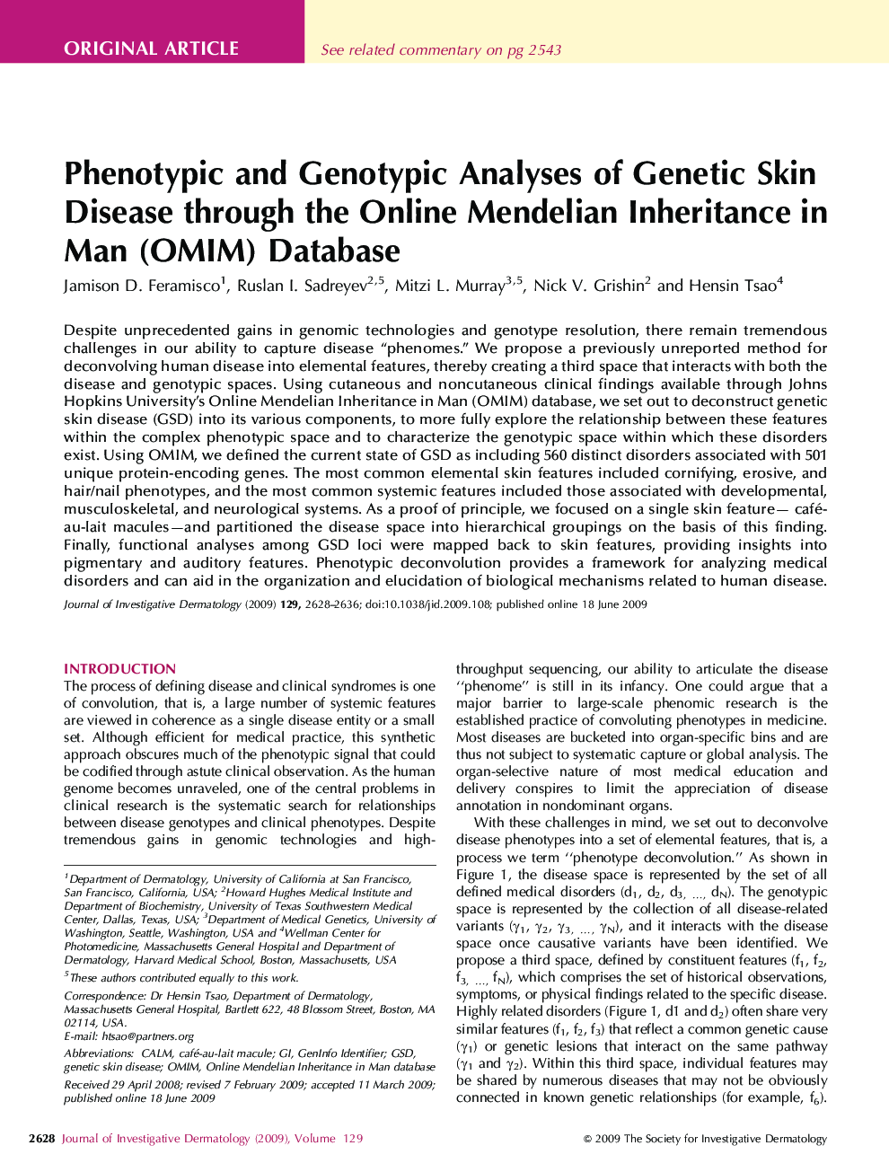 Phenotypic and Genotypic Analyses of Genetic Skin Disease through the Online Mendelian Inheritance in Man (OMIM) Database 