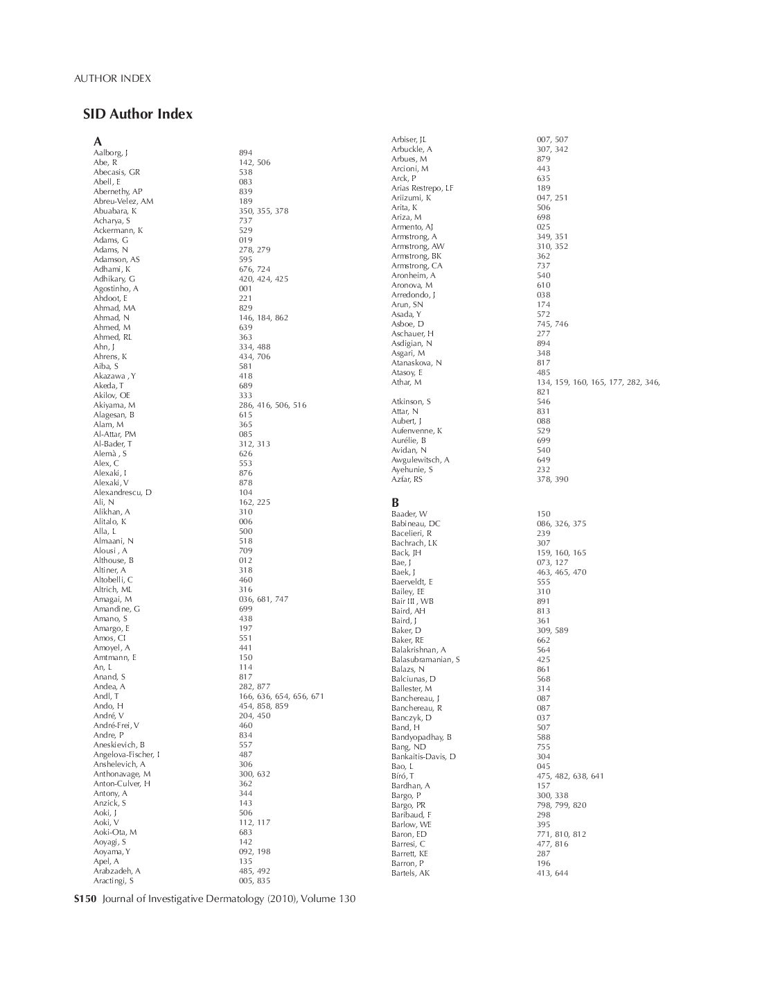 SID Author Index