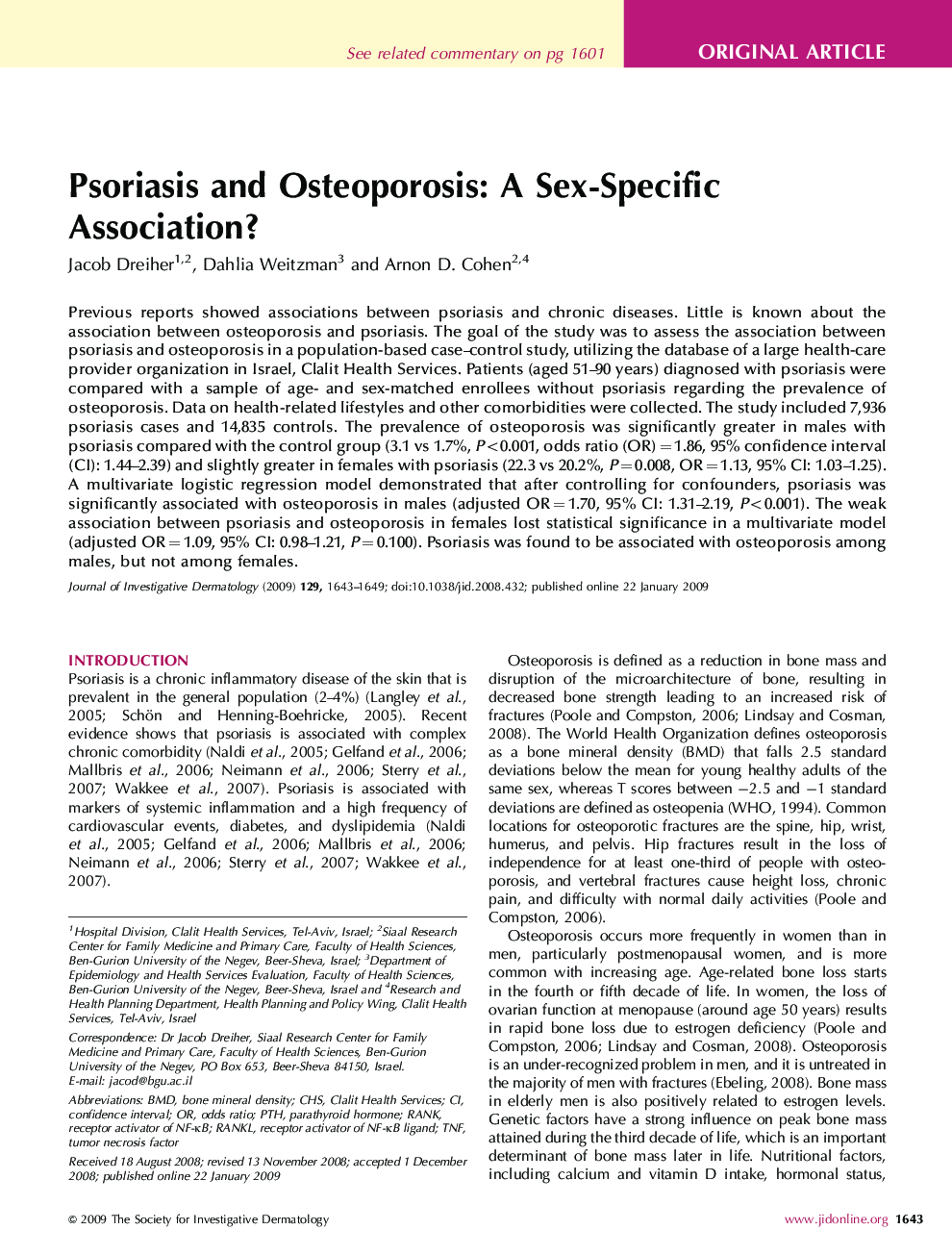 Psoriasis and Osteoporosis: A Sex-Specific Association? 