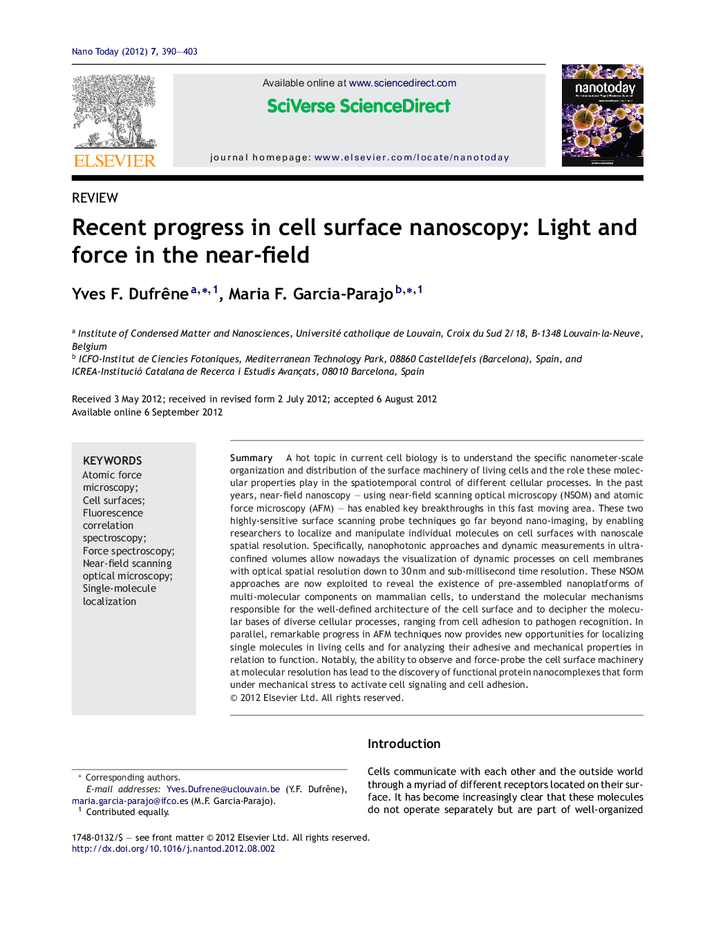 Recent progress in cell surface nanoscopy: Light and force in the near-field