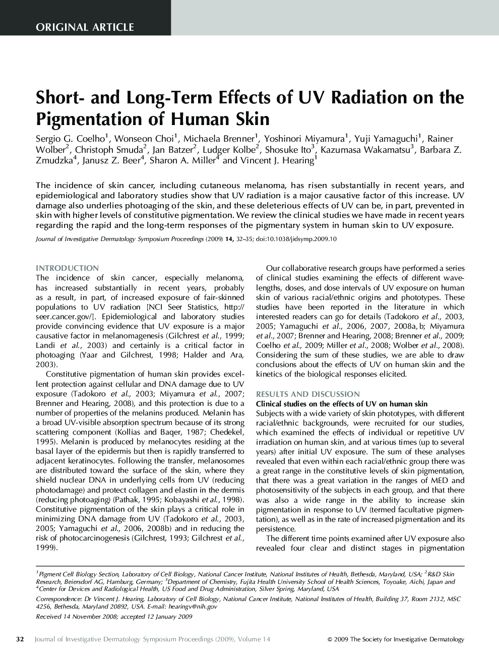 Short- and Long-Term Effects of UV Radiation on the Pigmentation of Human Skin