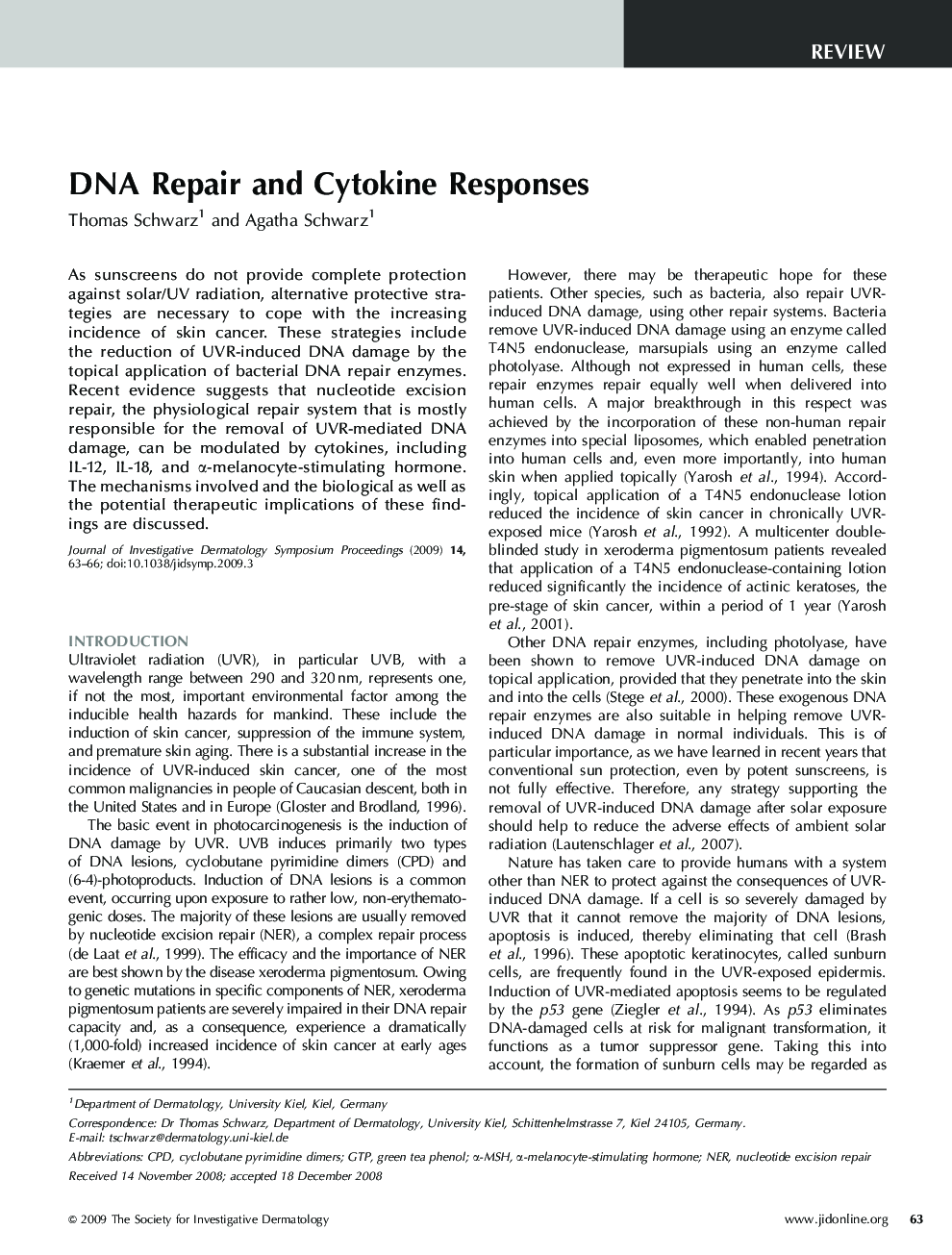 DNA Repair and Cytokine Responses