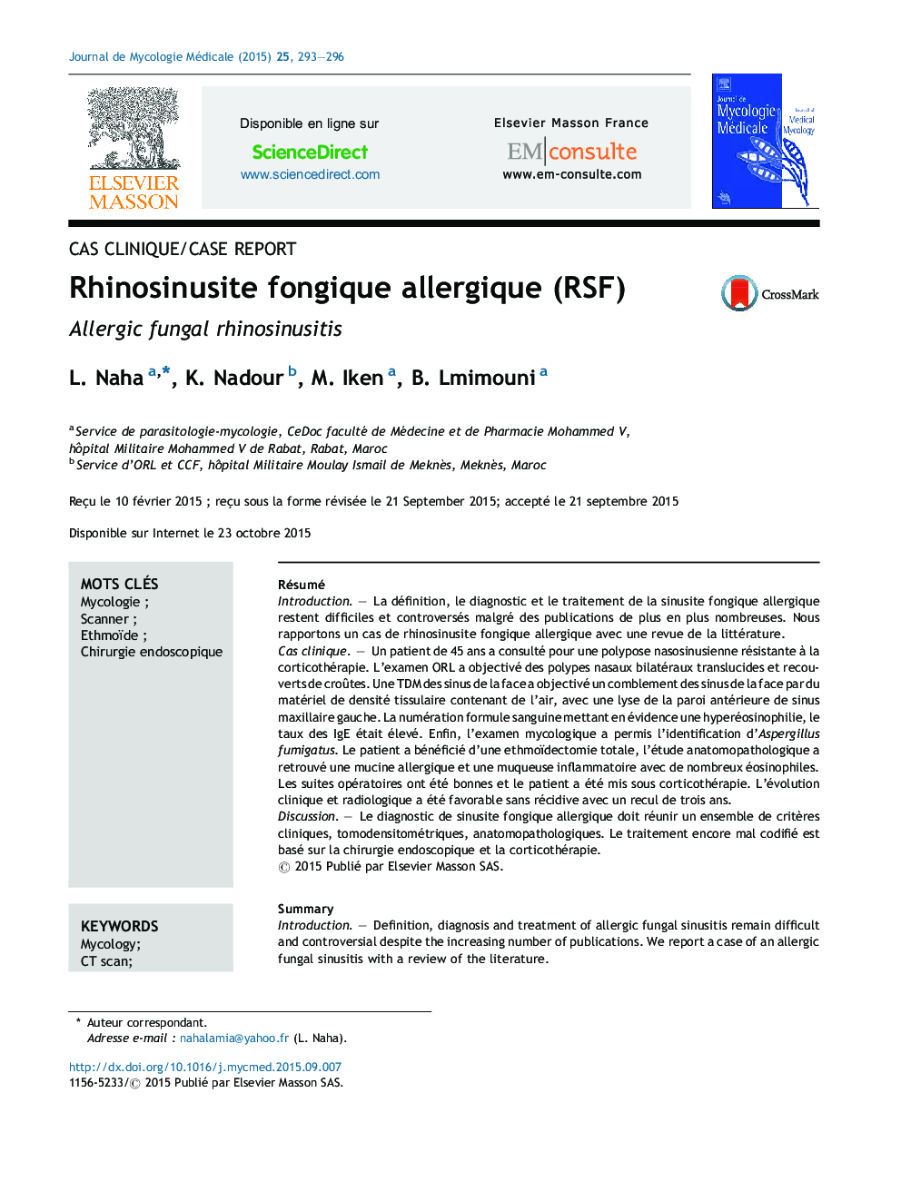 Rhinosinusite fongique allergique (RSF)