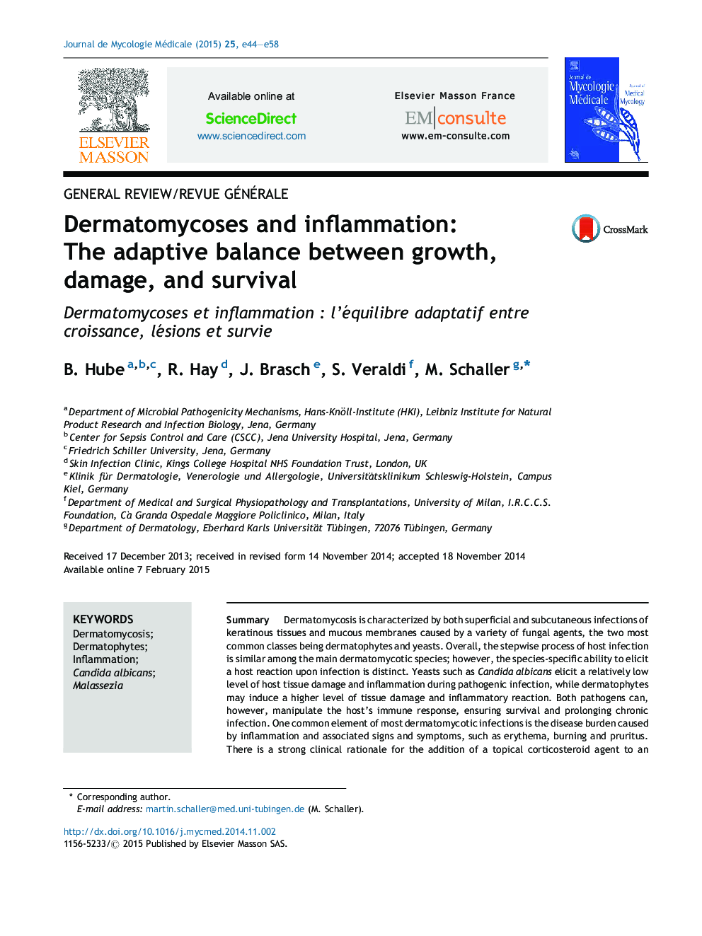 Dermatomycoses and inflammation: The adaptive balance between growth, damage, and survival