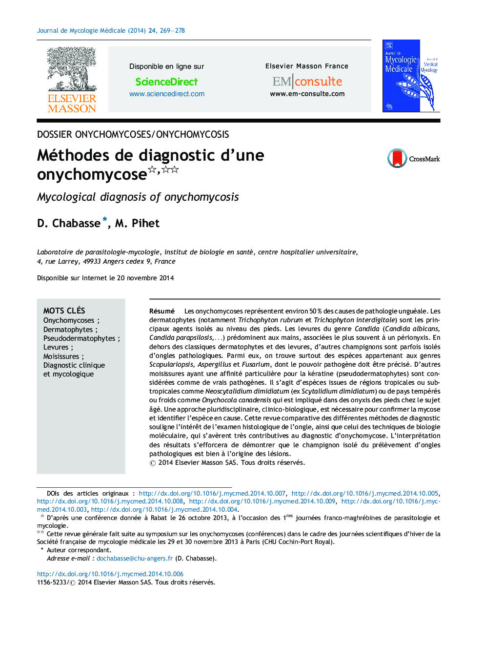 Méthodes de diagnostic d’une onychomycose 