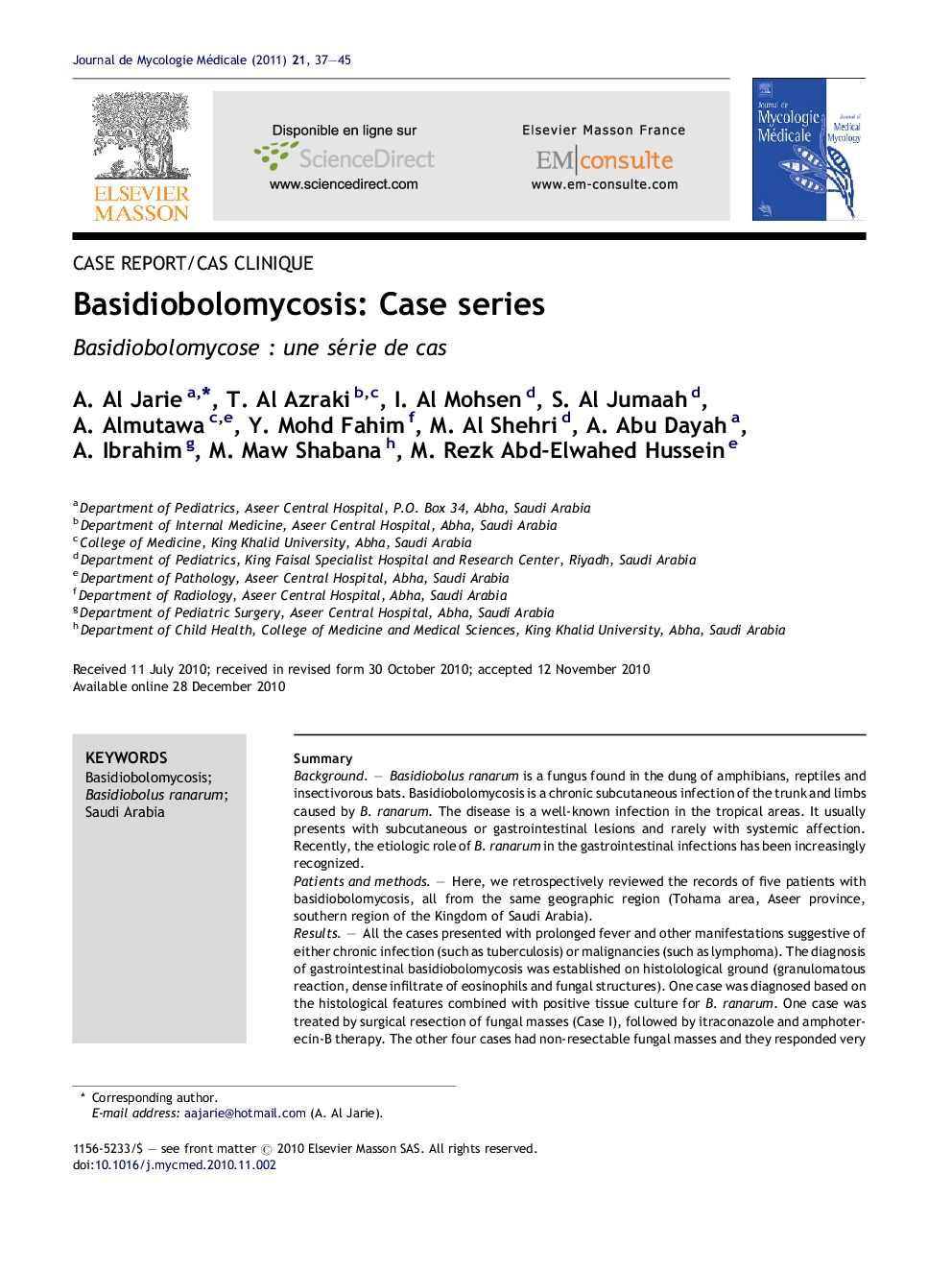 Basidiobolomycosis: Case series