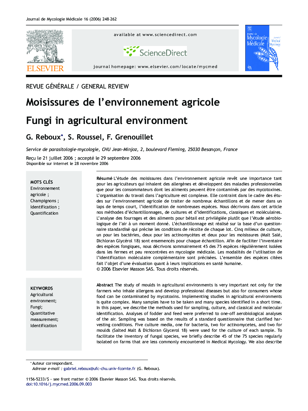 Moisissures de l'environnement agricole