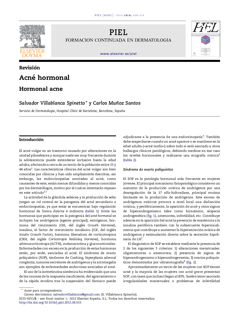 Acné hormonal